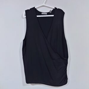 Kate Hill Black Sleeveless Wrap-Style Top